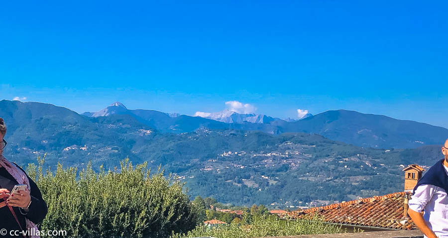 Barga in Garfagnana in the background the peaks of the mountain ranges